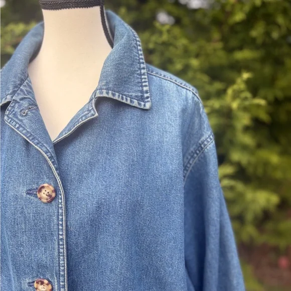 Vintage Eddie Bauer Denim Jacket – Red Lined – Size M - Picture 3 of 8